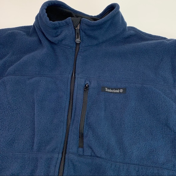 Timberland Full Zip Chest Zipper Pocket Fleece Jacket Blue - Picture 4 of 15